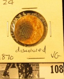 1870 U.S. Two Cent Piece, Very Good, discolored.