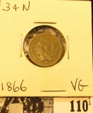1866 U.S. Three Cent Nickel, VG.