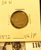 1872 U.S. Three Cent Nickel, Very Good/Fine.