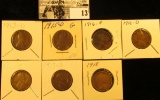 1913D Fine, 15D Good, 16P VG, 16D Good, 16S Fine, 17S VG, & 18P EF U.S. Lincoln Cents.