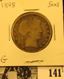 1898 P U.S. Silver Barber Half Dollar, Good.