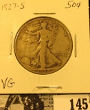 1927 S U.S. Silver Walking Liberty Half Dollar, VG.