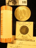 1923 P U.S. Silver Peace Silver Dollar, BU; 1891 P U.S. Seated Liberty Silver Dime, Good; & 2002 Mis