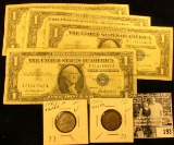 Series 1957. Series 1957A, & (2) Series 1957B One Dollar Silver Certificates; & (2) 1943 P EF Silver