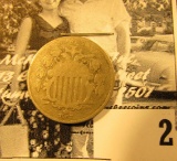 1867 U.S. Shield Nickel, Good.