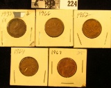 1933, 62, 64, 66, & 67 Canada Cent. Grades up to Uncirculated.