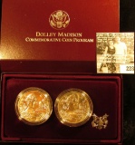 1999 P Proof & Uncirculated Dolley Madison Commemorative Silver Dollars in original case as issued.
