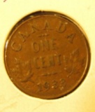 1933 Canada Small Cent, Extra Fine.