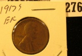 1917 S U.S. Wheat back Cent, EF.