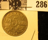 1924 Canada Nickel, EF.