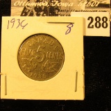 1936 Canada Nickel, EF.