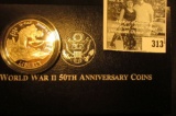 1991-1995 World War II 50th Anniversary Commemorative Coins Proof Silver Dollar. In original box as