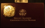 1999 P Dolley Madison Gem BU .900 Fine Silver Dollar in original box of issue with literature.