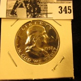 1957 P Franklin Silver Half Dollar, Proof.