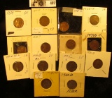 1929 P Red Brown AU, & (2) 1931D, (3) 32D, (2) 33P, & (6) 33D Circulated Lincoln Cents.