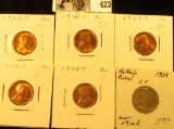 (4) 1948 D Cents Red Gem BU; & 1936 P Buffalo Nickel, EF.