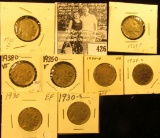 1929S, 30P, S, 34D, 35P, D, S, & 38D Buffalo Nickels, all carded with grades up to VF.