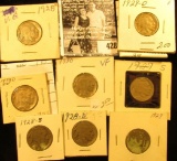 1928P, D, S, 29P, D, S, 30P, & 38D  Buffalo Nickels,  all carded with grades up to VF.