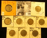 1927S, 30P, S, 36P, D, S, 37P, D, & S Buffalo Nickels,  all carded with many grading up to VF-EF.