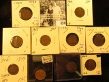 Group of Carded Indian Head Cents: 1893, 99, 1901, 02, 03, 04, 05, 06, 07, & 08. Grades up to Extra