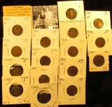 Group of Carded Indian Head Cents: 1893, 1902, 03, 04, 05, (4) 06, (7) 07, & 08. Grades up to Very F