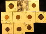 Group of Carded Indian Head Cents: 1902, 03, 04, 05, 06, 07, (2) 08, & 1908 S G+. Grades up to EF.