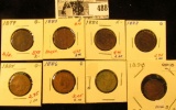 1879, 1880, 1882, 1883, 1884, 1886, 1889, & 1890 Indian Head Cents. Grades AG-Fine. All carded and r