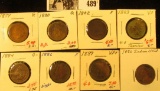 1879, 1880, 1882, 1883, 1884, 1886, 1889, & 1890 Indian Head Cents. Grades AG-Very Fine. All carded