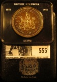 1871-1971 British Columbia, Canada Silver Dollar in original case of issue, Prooflike.