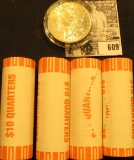 (4) 2003 D Original BU Bank-wrapped Rolls of Alabama Statehood Quarters; & 1883 O BU Morgan Silver D