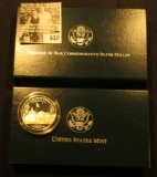 1994 P U.S. Veterans Prisoner of War Proof Commemorative Silver Dollar in original box of issue with