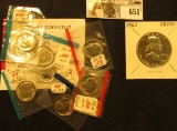(9) 1970-85 BU Mint Sealed Roosevelt Dimes; & 1961 P Proof Franklin Half Dollar.