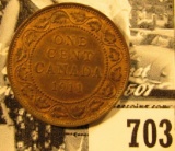 1911 Canada Large Cent, Red-Brown AU.