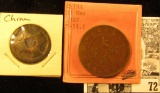 Pair of Old Chinese Copper Coins, one of which is a 1907 China 20 Wen, Y11.1.