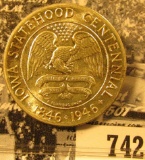 1846-1946 Iowa Statehood Commemorative Half Dollar, Very attractive AU+.