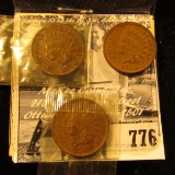 1890, 1900, & 1901 Indian Head Cents, EF-AU.