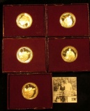 (5) 1982 S U.S. George Washington Commemorative Silver Half-Dollars. All in original boxes as issued