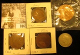 1950 Great Britain Two Shilling, VF; 1906, 37, & 45 Great Britain Large Pennies; & Ronald Reagan Med