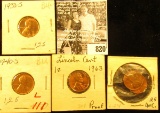 1938S BU, 40S BU, 63P Proof, 69P BU, & 69S BU Lincoln Cents.