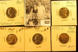 1962 P, 63 P, 68 S, 70 S, & 72 S U.S. Proof Jefferson Nickels.