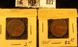 1864 & 1865 U.S. Civil War Two Cent Pieces, AG-G+.