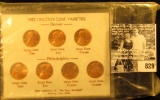 1982 Seven-Piece Variety Lincoln Cent Set, All BU and stored in an attractive holder.