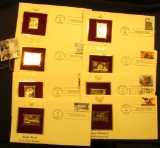 (8) First Day of Issue Cancelled covers with 22K Gold Replica Stamps.
