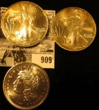 1986 Morgan design One Ounce .999 Fine Silver, BU; & (2) 1999 American Eagle Silver Dollars, all One