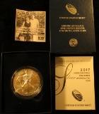 2017 W American Eagle One Ounce Silver Coin in orginal U.S. Mint issued box with literature. Brillia
