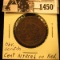 1450 . 1849 U.S. Large Cent, Very Fine. Cent altered on reverse to profanity.