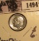 1494 . 1958 P Proof Silver Roosevelt Dime, lightly toned.