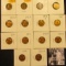 1625 . 1935P, 36P, D, 37P, D, S, 40P, 45P, 52P, 54P, D, 55P & S Lincoln Cents all grading from Brown