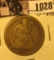 1028 . 1857 P U.S. Seated Liberty Half Dollar, Good-VG.