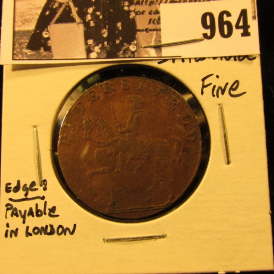 964 . 1795 Petersfield, Rule Britannia Half Penny Condor Token, Fine.